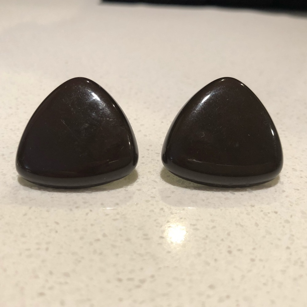 Vintage Brown Triangle Post Earrings